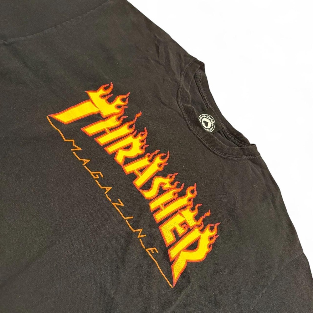 Thrasher Magazine Flame Logo Black Skate T-Shirt Mens Large